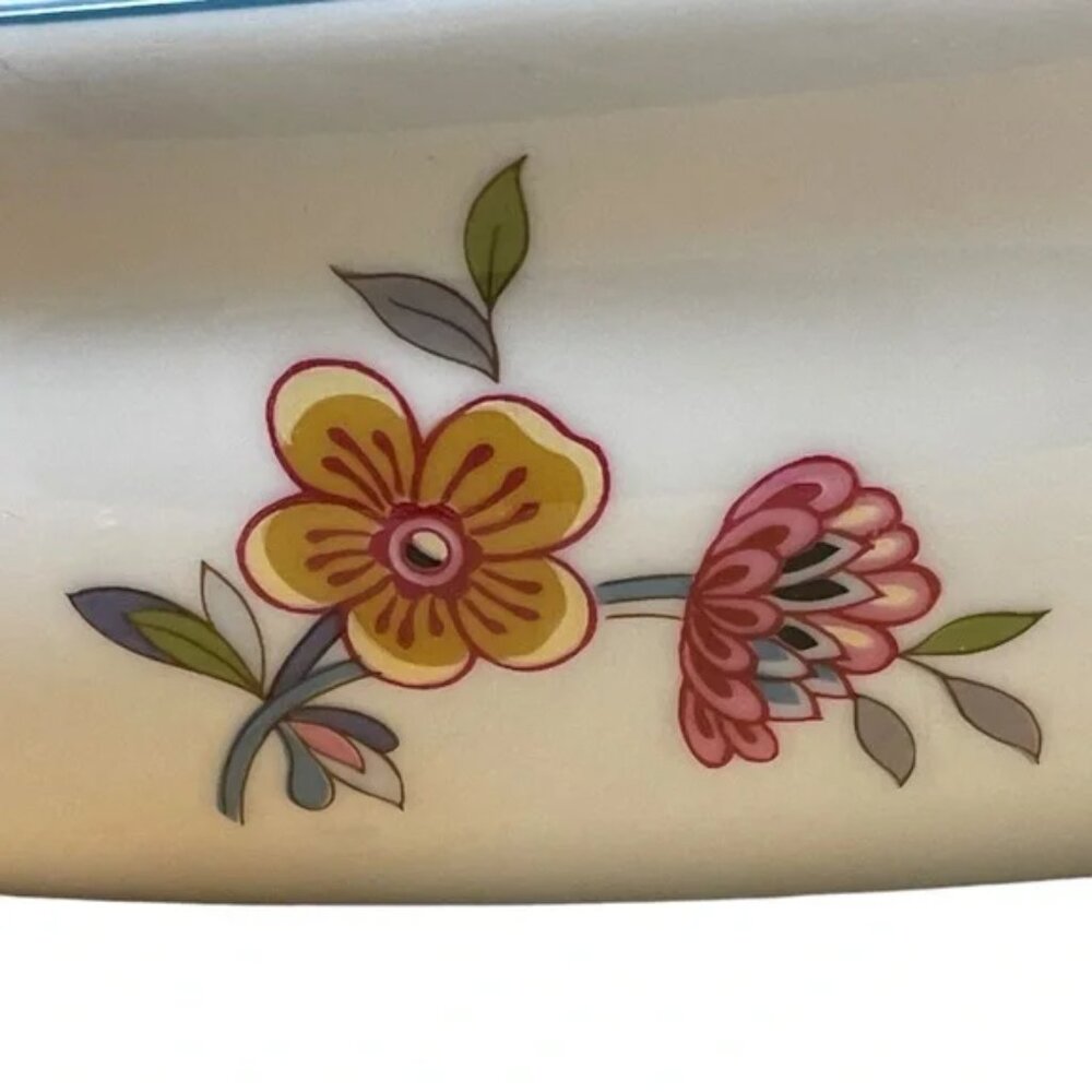 Vtg JARDIN by Andrea au gratin COVERED CASSEROLE oven to table floral butterfly - Picture 8 of 16